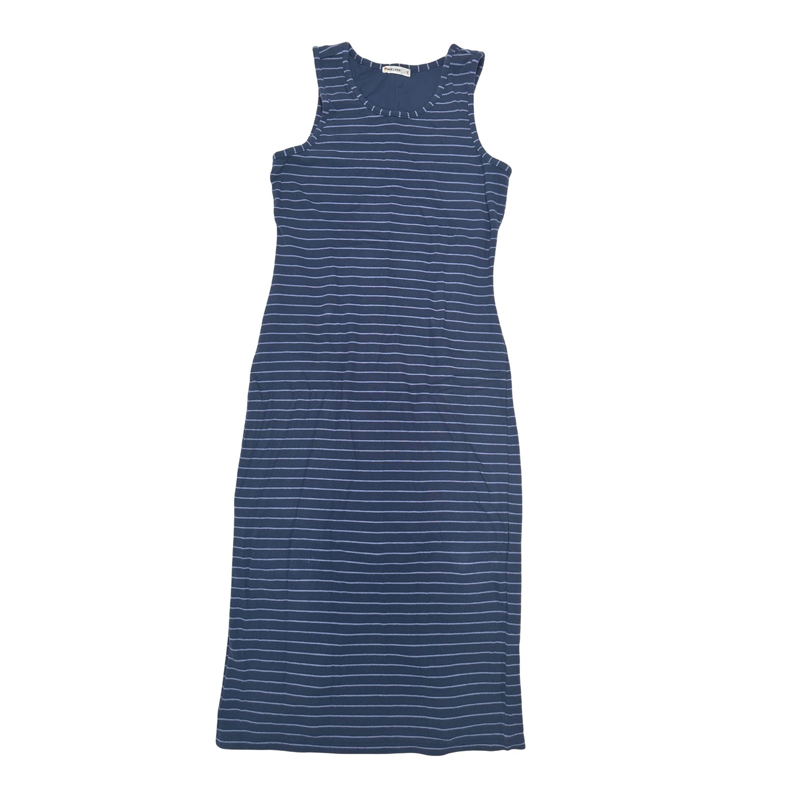 Marine Layer Lexi Navy Blue White Striped Stretch Ribbed Midi Dress Size Small